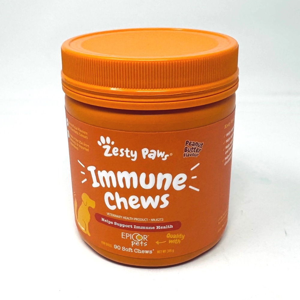 Zesty Paws Immune Chews for Dogs Peanut Butter Flavor 90 Soft Chews EpiCor Pets